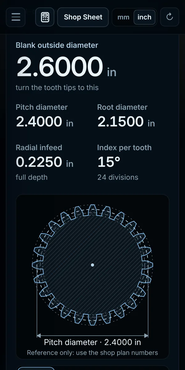 Gear geometry calculator