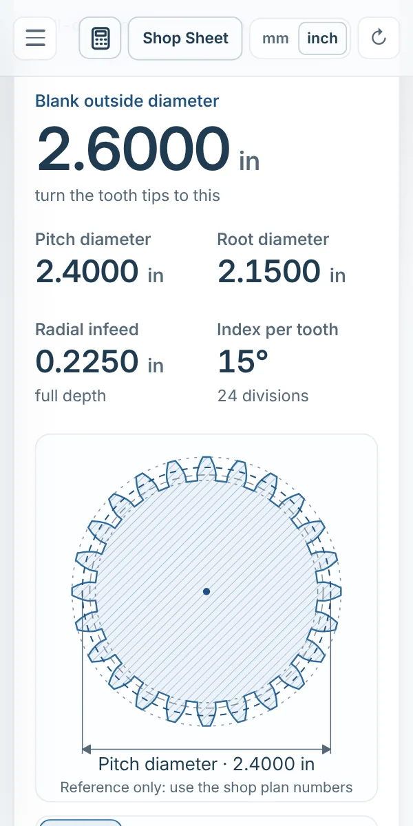 Gear geometry calculator